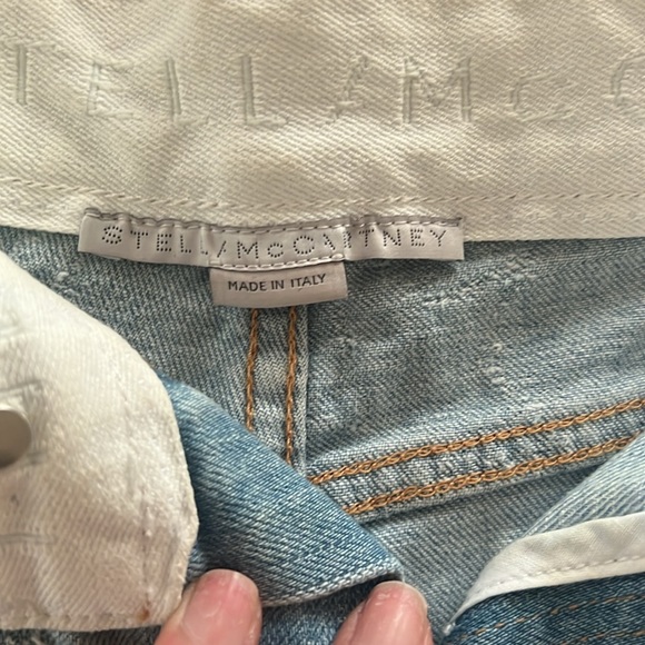 NWT Stella McCartney Italy Blue Denim Distressed Star Short Size 27 - Picture 7 of 13